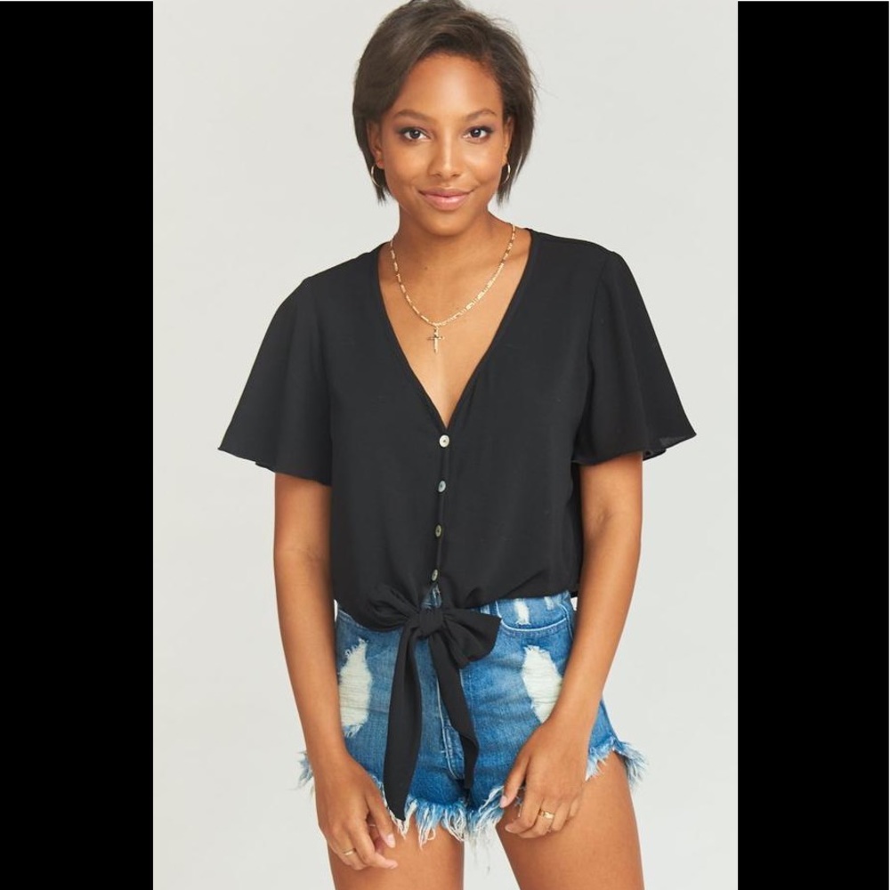 LIKE NEW show me your MUMU Tortuga tie top black